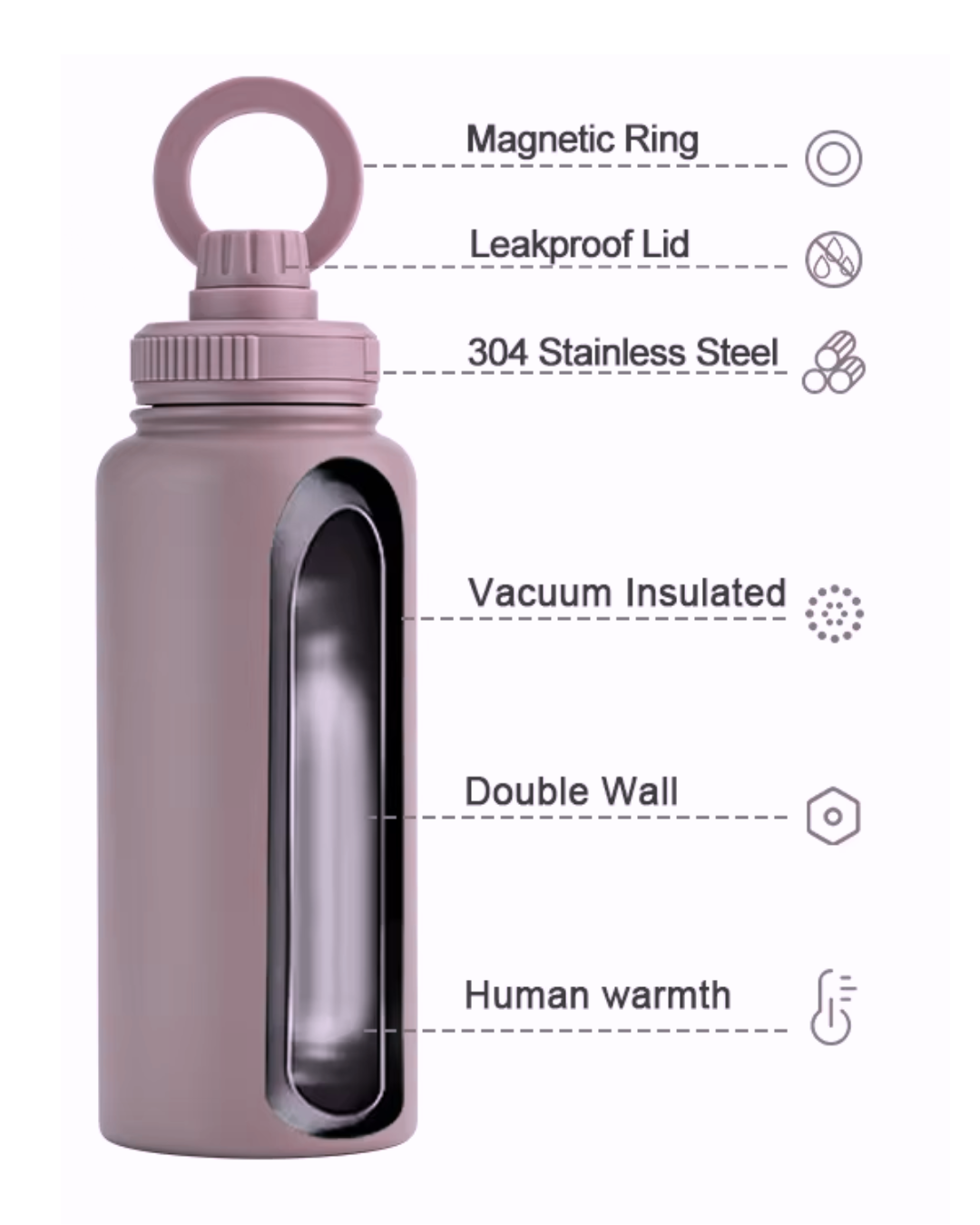 North - Insulated Water Bottle - Heather Berry