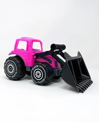 Tractor with frontloader, 32cm, pink
