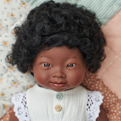 Baby Doll African Girl with Down Syndrome 38cm - No Box - Koko-Kamel.com