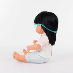 Baby Doll Asian Girl with Glasses 38 cm - Koko-Kamel.com