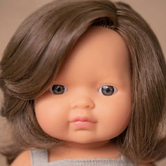 Baby Doll Brunette Girl 38 cm Grey Romper - Koko-Kamel.com