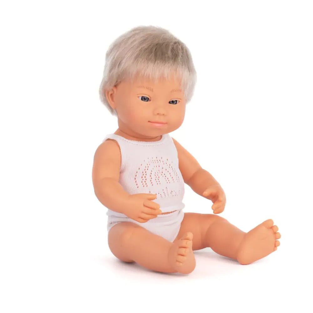 Baby Doll Caucasian Boy with Down Syndrome 38 cm - Koko-Kamel.com