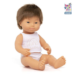 Baby Doll Caucasian Boy with Down Syndrome 38cm - Koko-Kamel.com