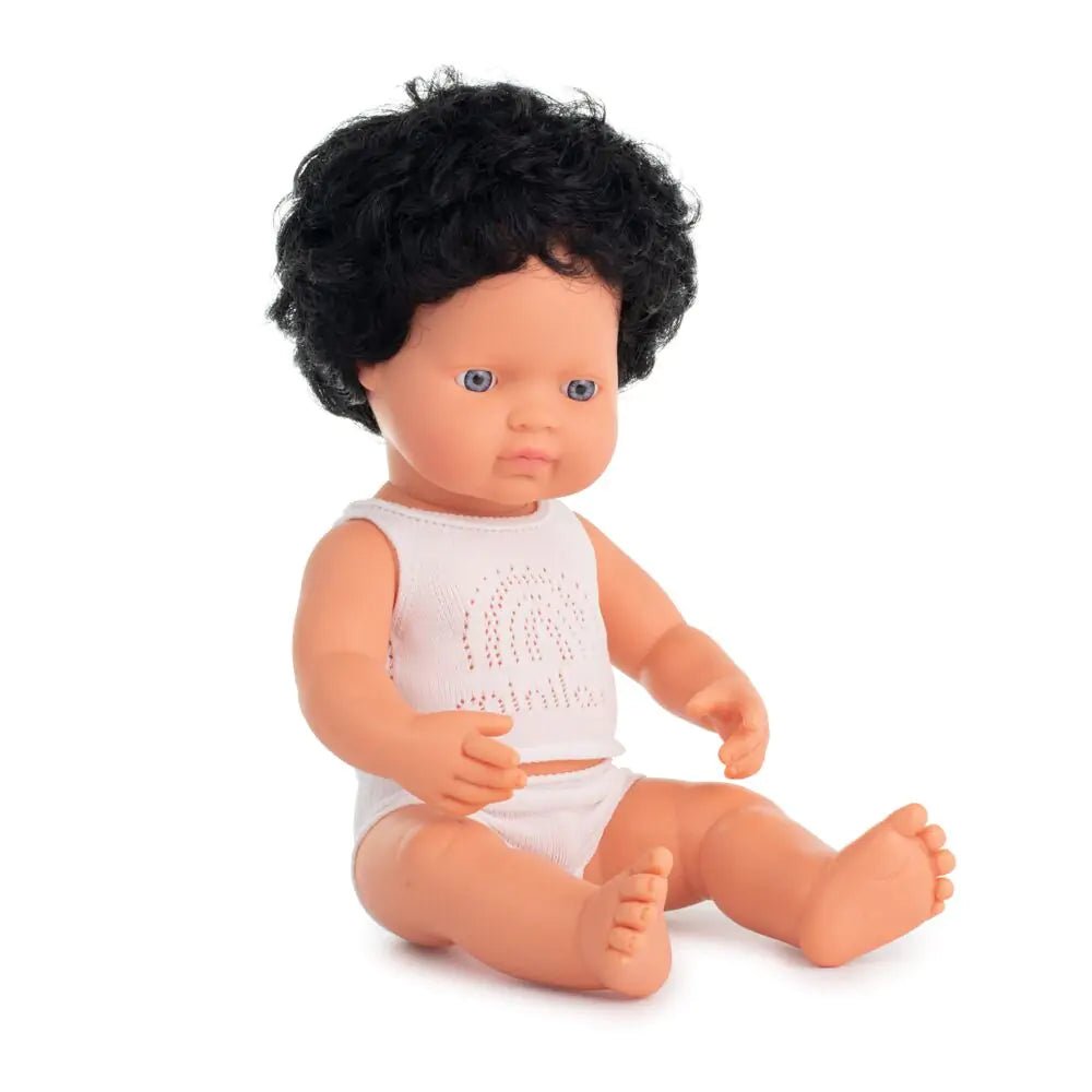 Baby doll caucasian curly black hair boy 38cm - Koko-Kamel.com