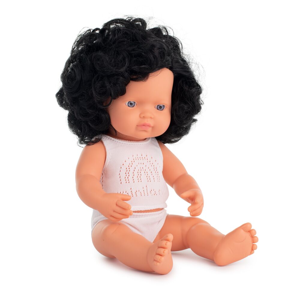 Baby doll caucasian curly black hair girl 38cm - Koko-Kamel.com
