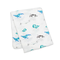 Bamboo Swaddle - Whales - Koko-Kamel.com