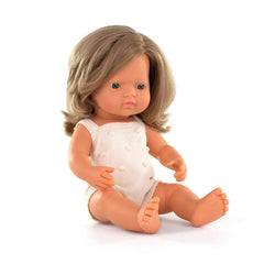 Doll caucasian dark blonde girl 38 cm Ecru Romper - Koko-Kamel.com