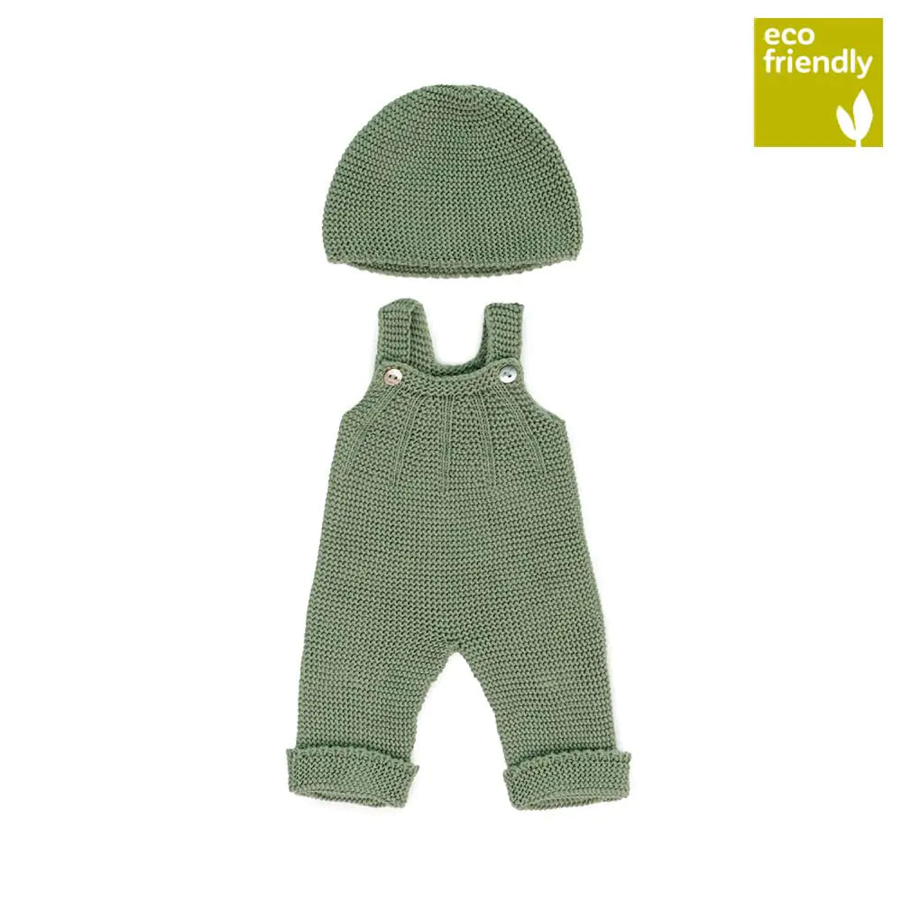 Knitted Doll Outfit 38cm, Overall & Beanie Hat - Koko-Kamel.com
