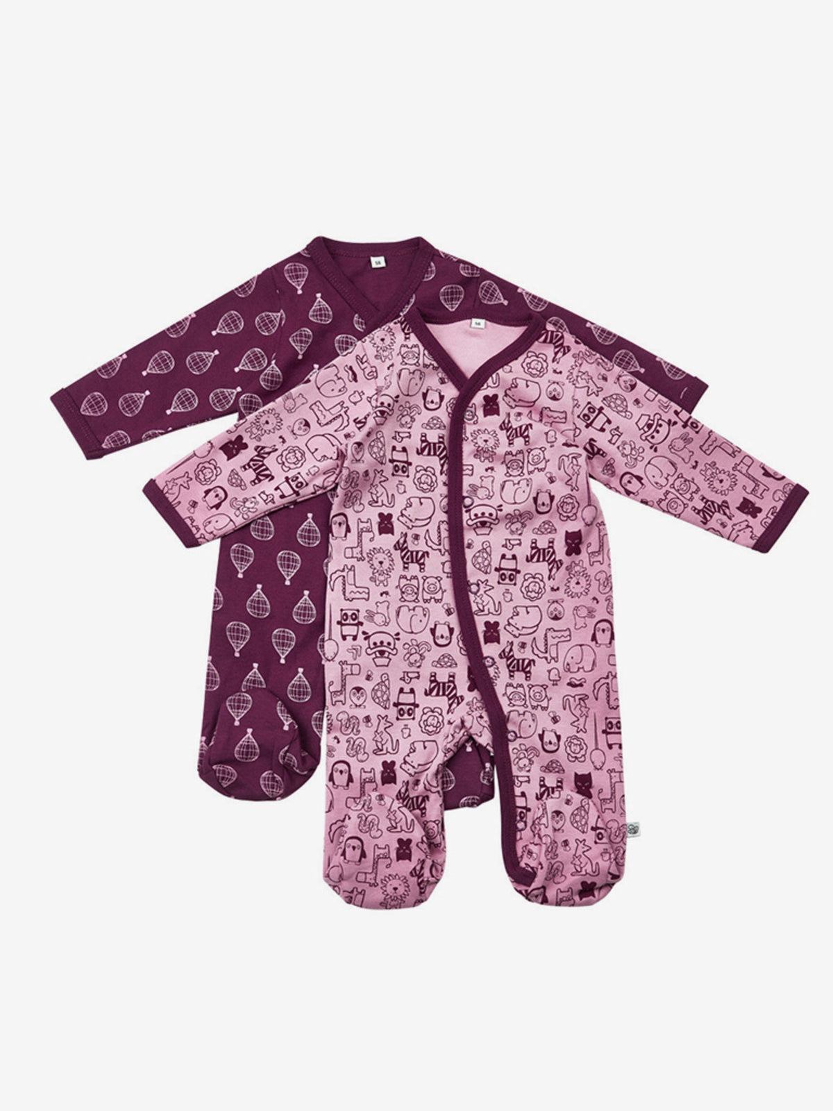 Nightsuit with buttons (2-pack), Lilac - Koko-Kamel.com
